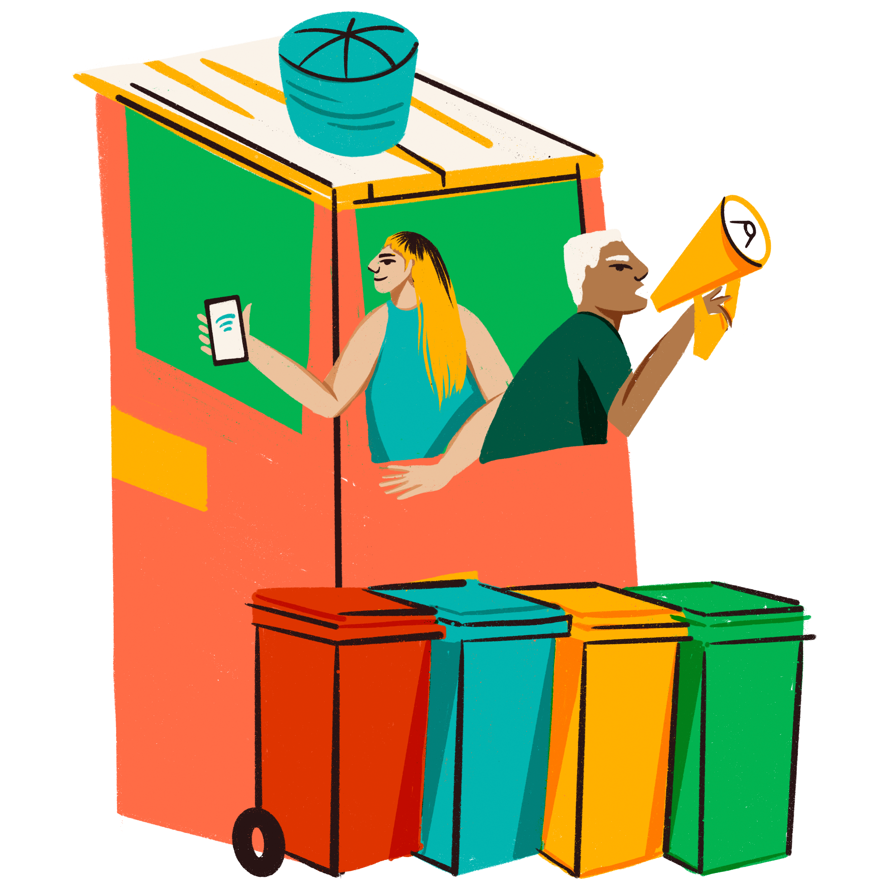 ilustração pessoas com megafone