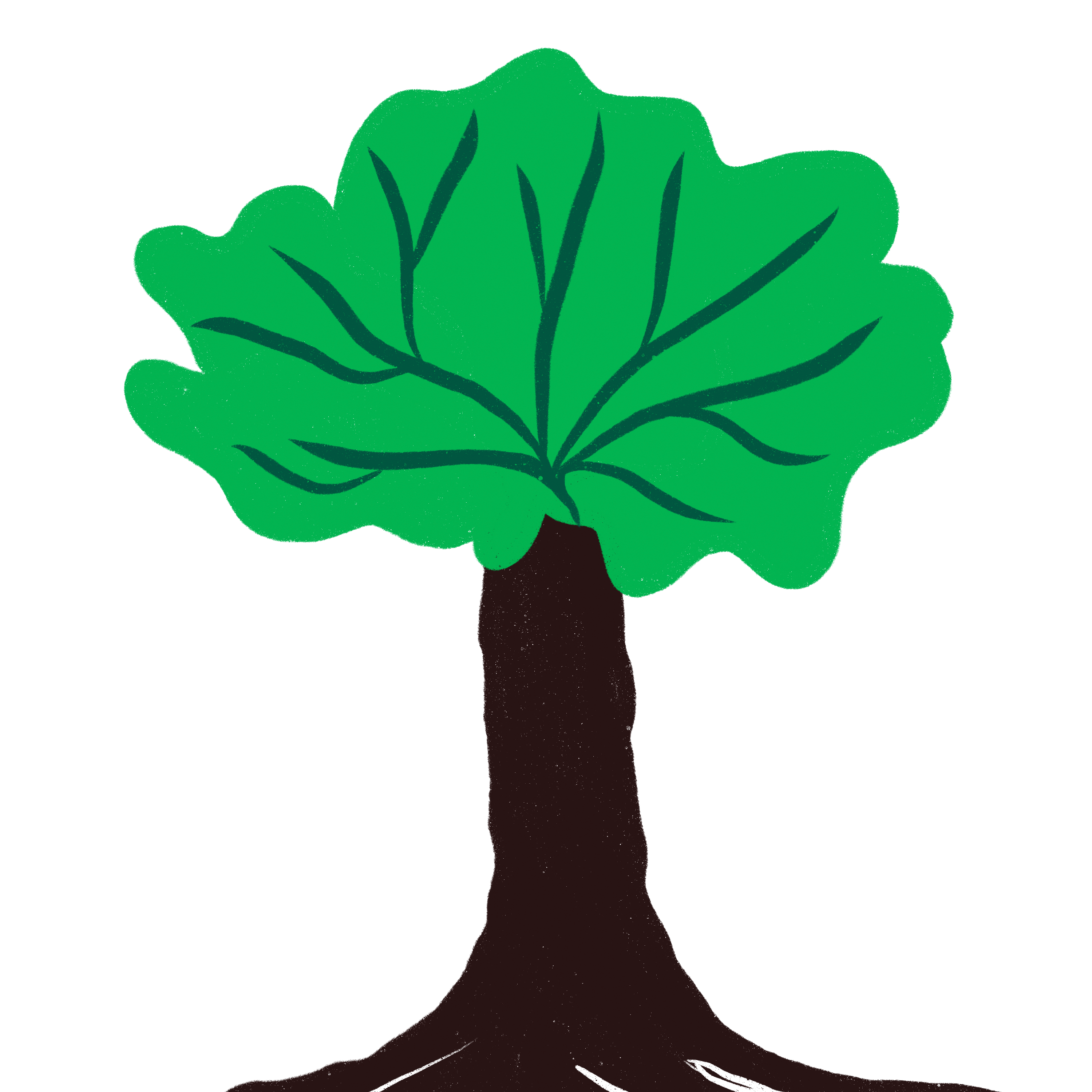 Ilustração de uma árvore verde simbolizando crescimento e proteção da natureza