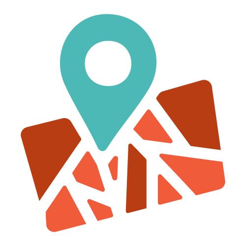 Ícone de mapa com um pin representando mapeamento