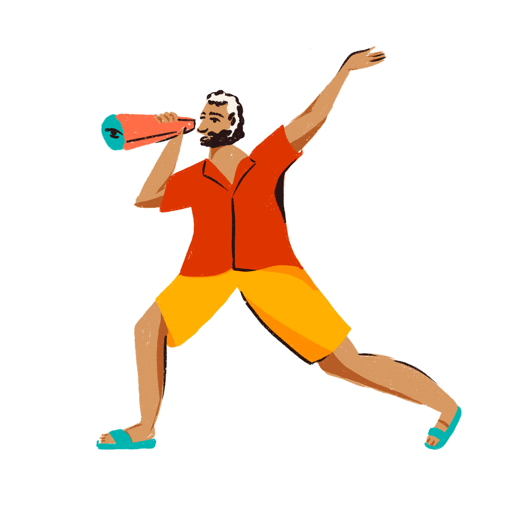 Ilustração de pessoa observando com binóculos, simbolizando atenção aos riscos climáticos